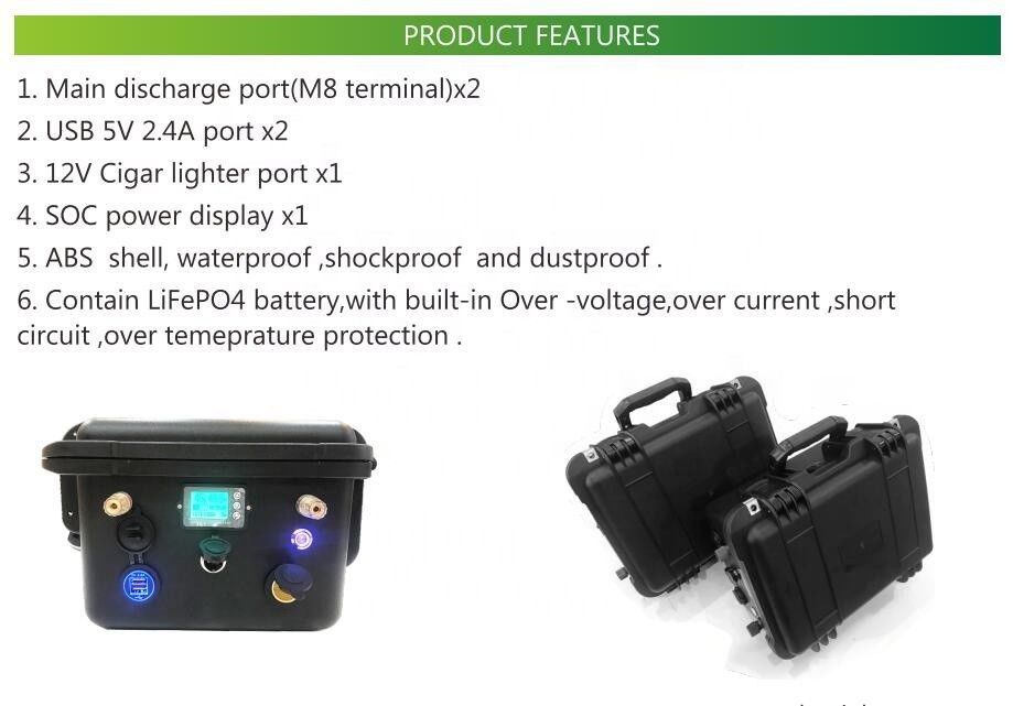 12.8V 110Ah Lithium Portable Power Box LiFePO4 Mobile Power Station Backup